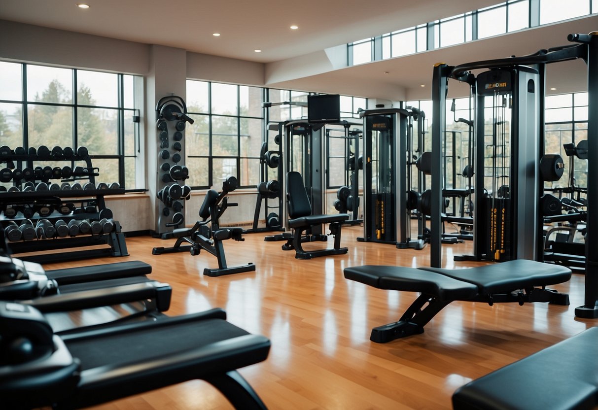 A gym with proper equipment setup and clear safety guidelines displayed to prevent workout injuries