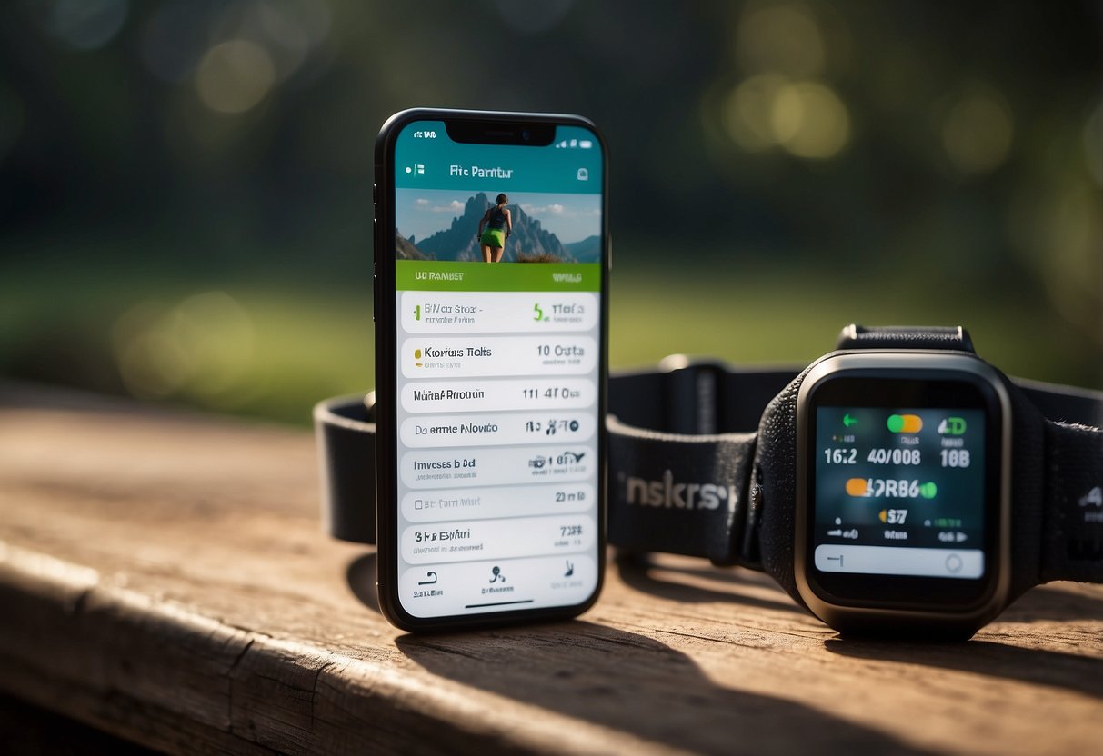 Two smartphones with workout partner app open, displaying exercise tips and progress tracking