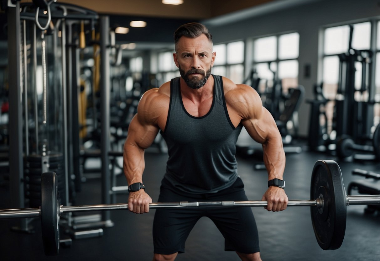 A gym setting with various workout equipment and a focus on abdominal exercises, with a trainer demonstrating proper form and technique
